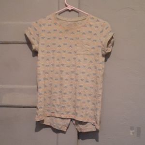 Shirt bule and pink flowers